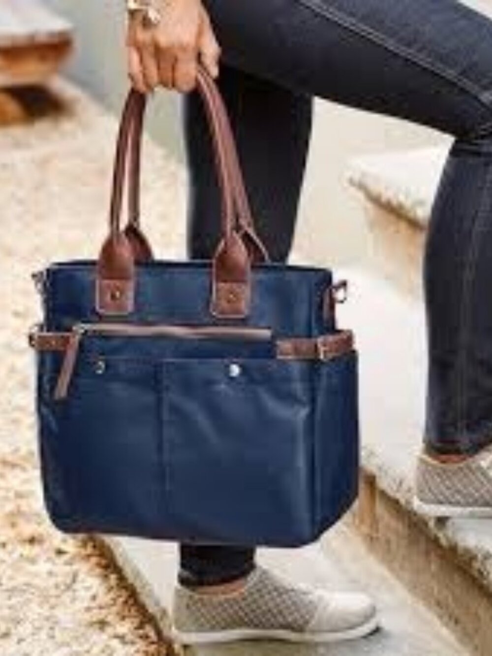 Avon Signature Utility Tote Diaper Bag Roomy Carryall Navy Blue